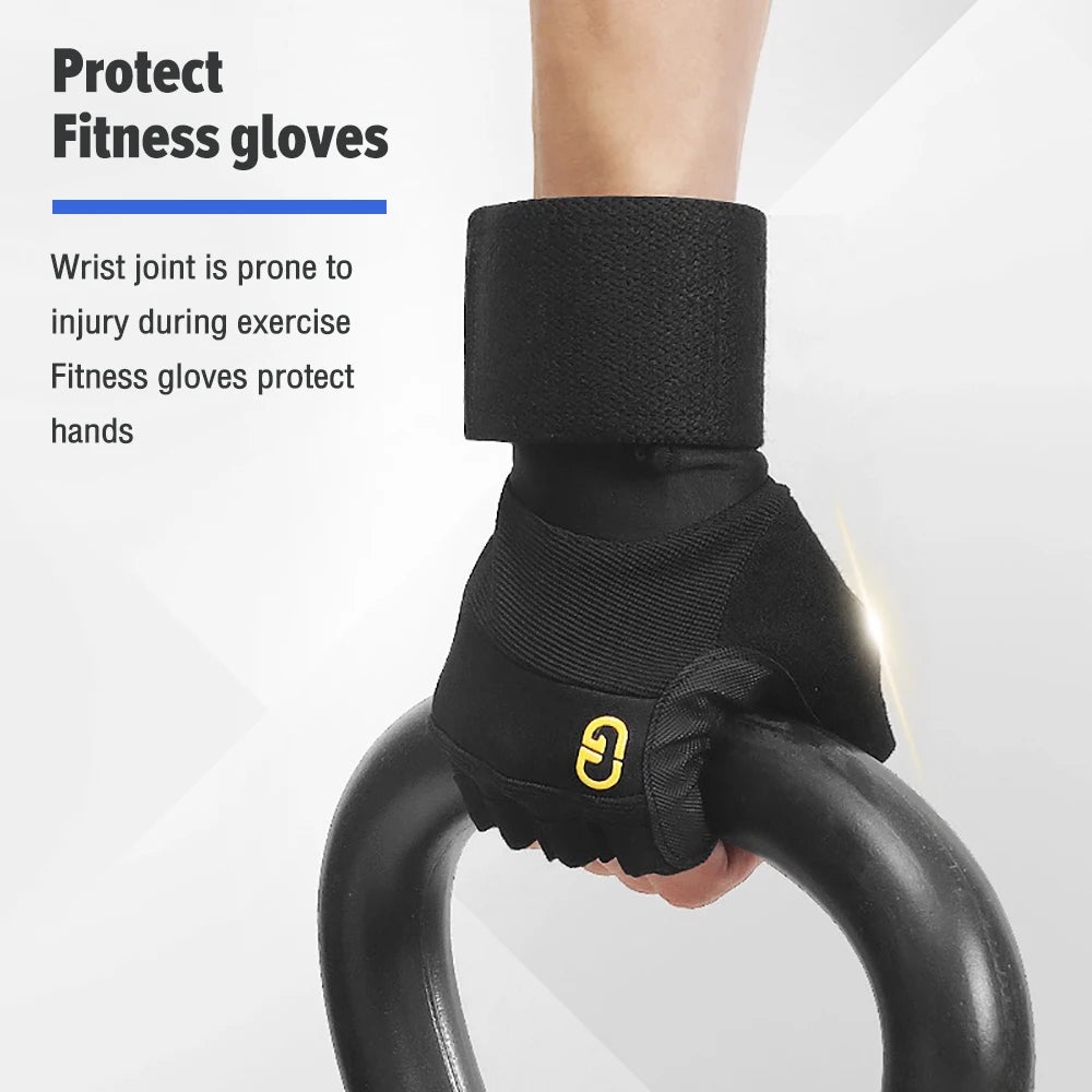 1 Pair Anti-Slip Gym Gloves for Men Women, Wrist Support Workout Gloves Half Finger Breathable, Cycling Fitness Training Gloves