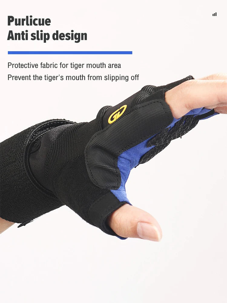 1 Pair Anti-Slip Gym Gloves for Men Women, Wrist Support Workout Gloves Half Finger Breathable, Cycling Fitness Training Gloves