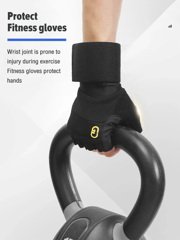 1 Pair Anti-Slip Gym Gloves for Men Women, Wrist Support Workout Gloves Half Finger Breathable, Cycling Fitness Training Gloves