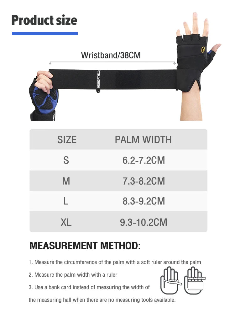 1 Pair Anti-Slip Gym Gloves for Men Women, Wrist Support Workout Gloves Half Finger Breathable, Cycling Fitness Training Gloves