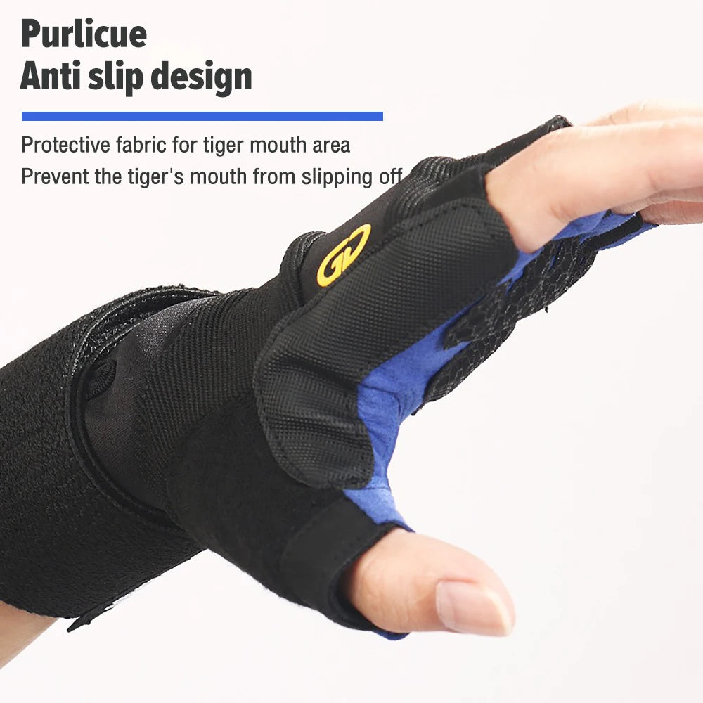 1 Pair Anti-Slip Gym Gloves for Men Women, Wrist Support Workout Gloves Half Finger Breathable, Cycling Fitness Training Gloves