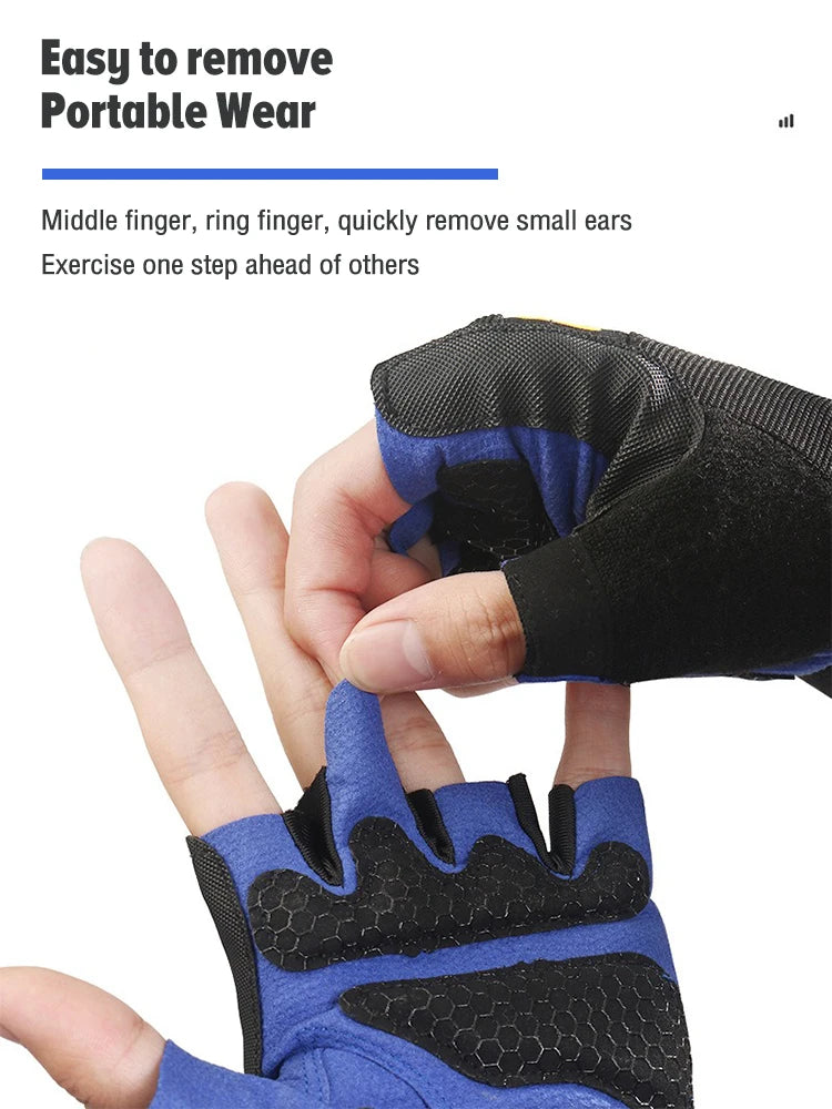 1 Pair Anti-Slip Gym Gloves for Men Women, Wrist Support Workout Gloves Half Finger Breathable, Cycling Fitness Training Gloves